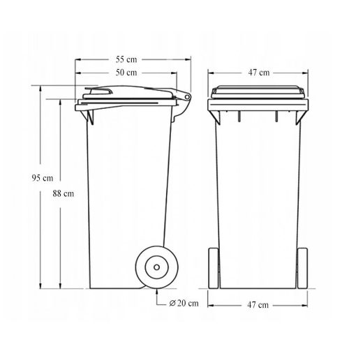 Hulladéktároló 120L FEKETE