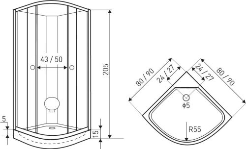 Evora White 90 hátfalas zuhanykabin zuhanytálcával