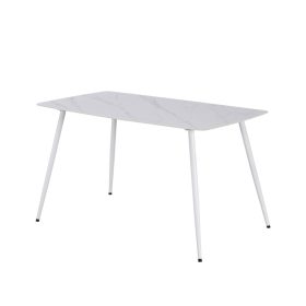   Bora 140 cm szögletes szinterezett kő étkezőasztal fehér