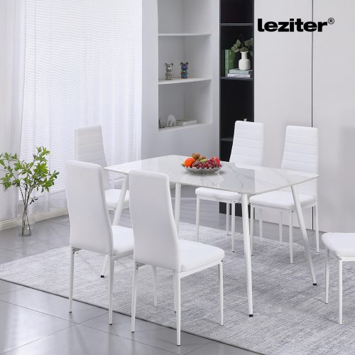 Bora 140 cm szögletes szinterezett kő étkezőasztal fehér