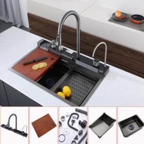   Catania multifunkciós rozsdamentes mosogató digitális csapteleppel