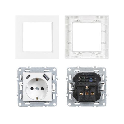 Nova csatlakozóaljzat USB csatlakozóval fehér kerettel
