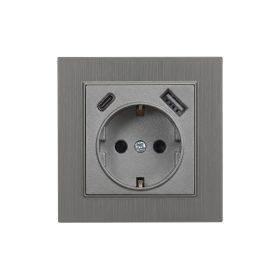   Nova csatlakozóaljzat USB csatlakozóval szürke szálcsiszolt kerettel