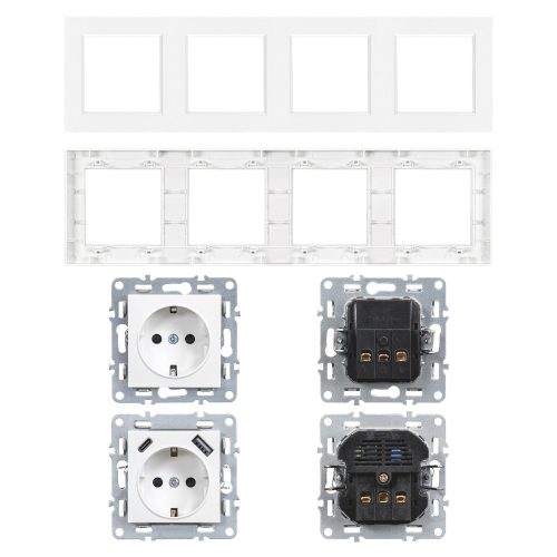 Nova IV kettő dugalj kettő USB csatlakozóval fehér kerettel