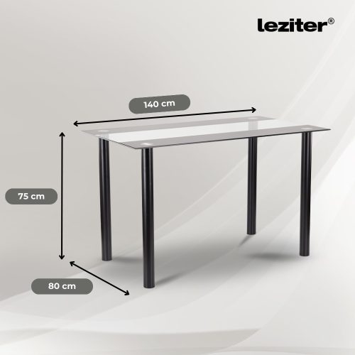 Riona 140 cm szögletes üveg étkezőasztal
