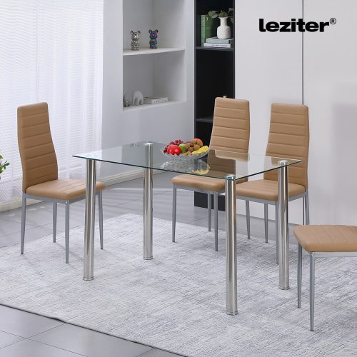 Berna 140 cm szögletes üveg étkezőasztal