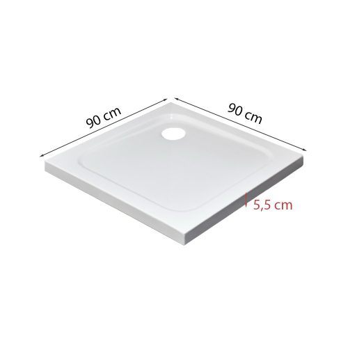 Modena Slim szögletes alacsony akril zuhanytálca 90x90 cm