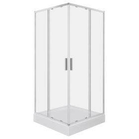 Solid SQ 100 króm szögletes zuhanykabin zuhanytálcával