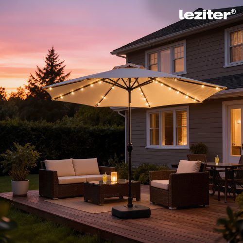 Solari kerti napernyő led lámpával bézs 300 cm