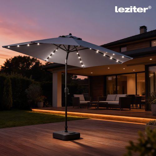 Solari kerti napernyő led lámpával szürke 300 cm